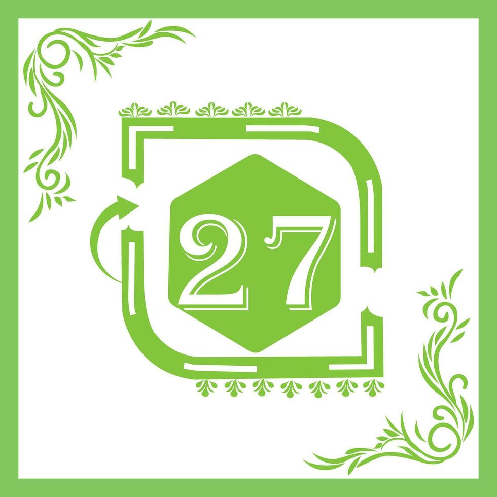 Organic Leaf Design with Number 27 vector
