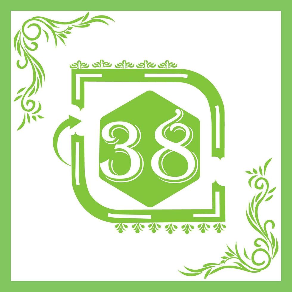Organic Leaf Design with Number 38 vector