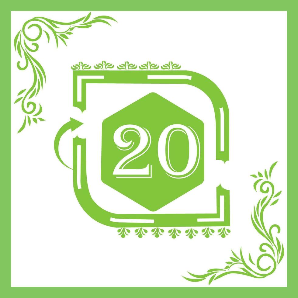 Organic Leaf Design with Number 20 vector