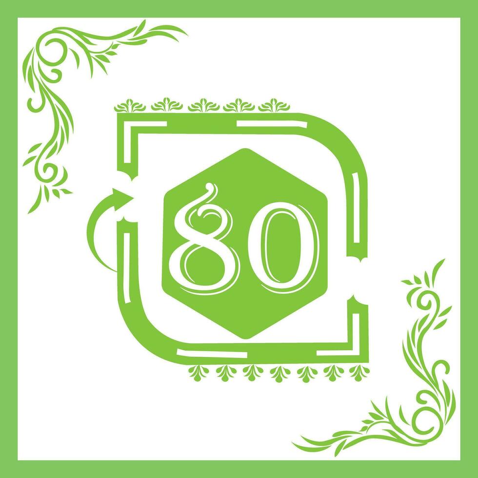 Organic Leaf Design with Number 80 vector