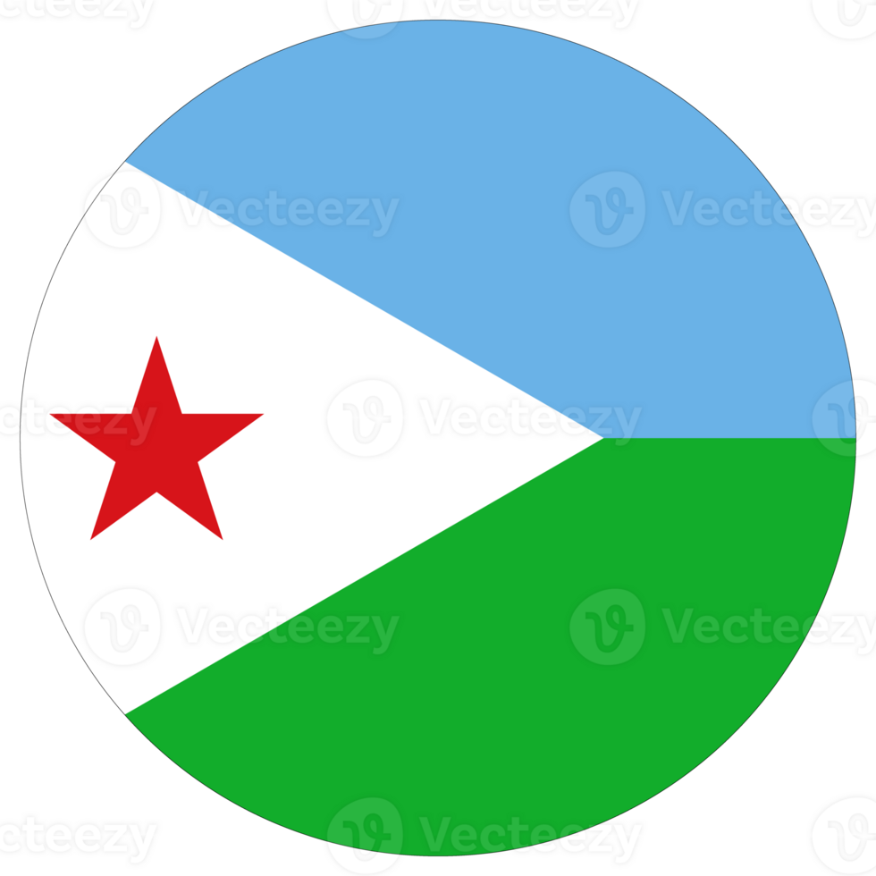 Djibouti flag in circle. Flag of Djibouti rounded shape png