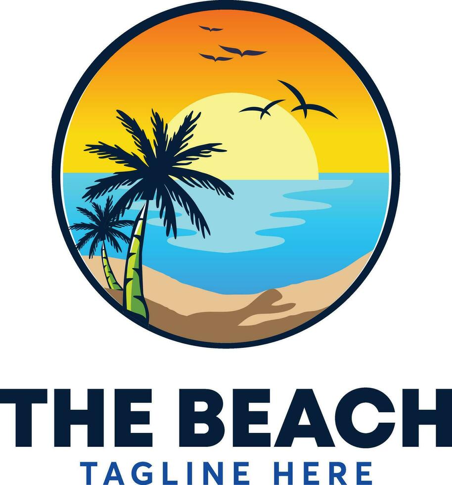 playa isla logo diseño plantilla, vocación, viaje vector