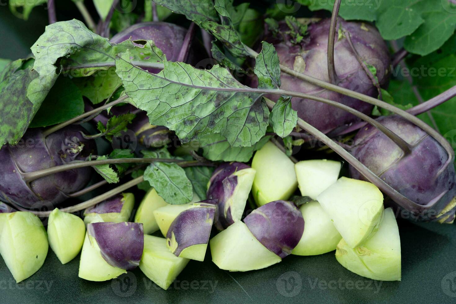 different types of kohlrabi Brassica oleracea from our own garden photo