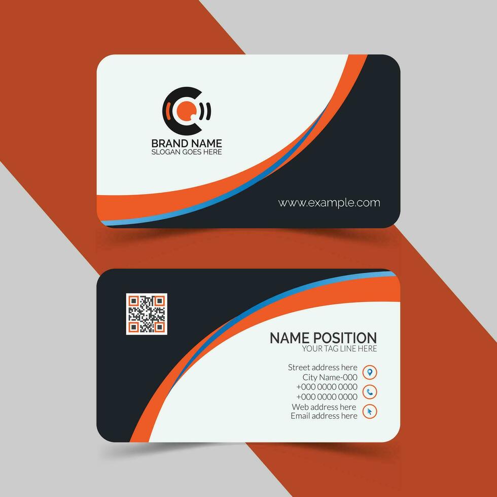 Flat Double-Sided Modern Business Card Layout vector