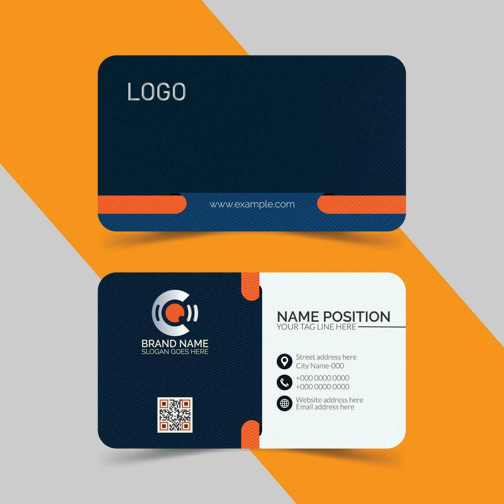 Flat Double-Sided Blue Business Card Layout vector