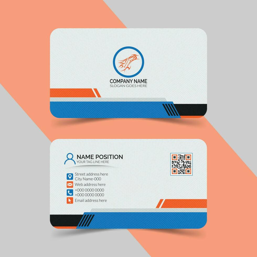 Flat Double-Sided Modern Business Card Layout vector