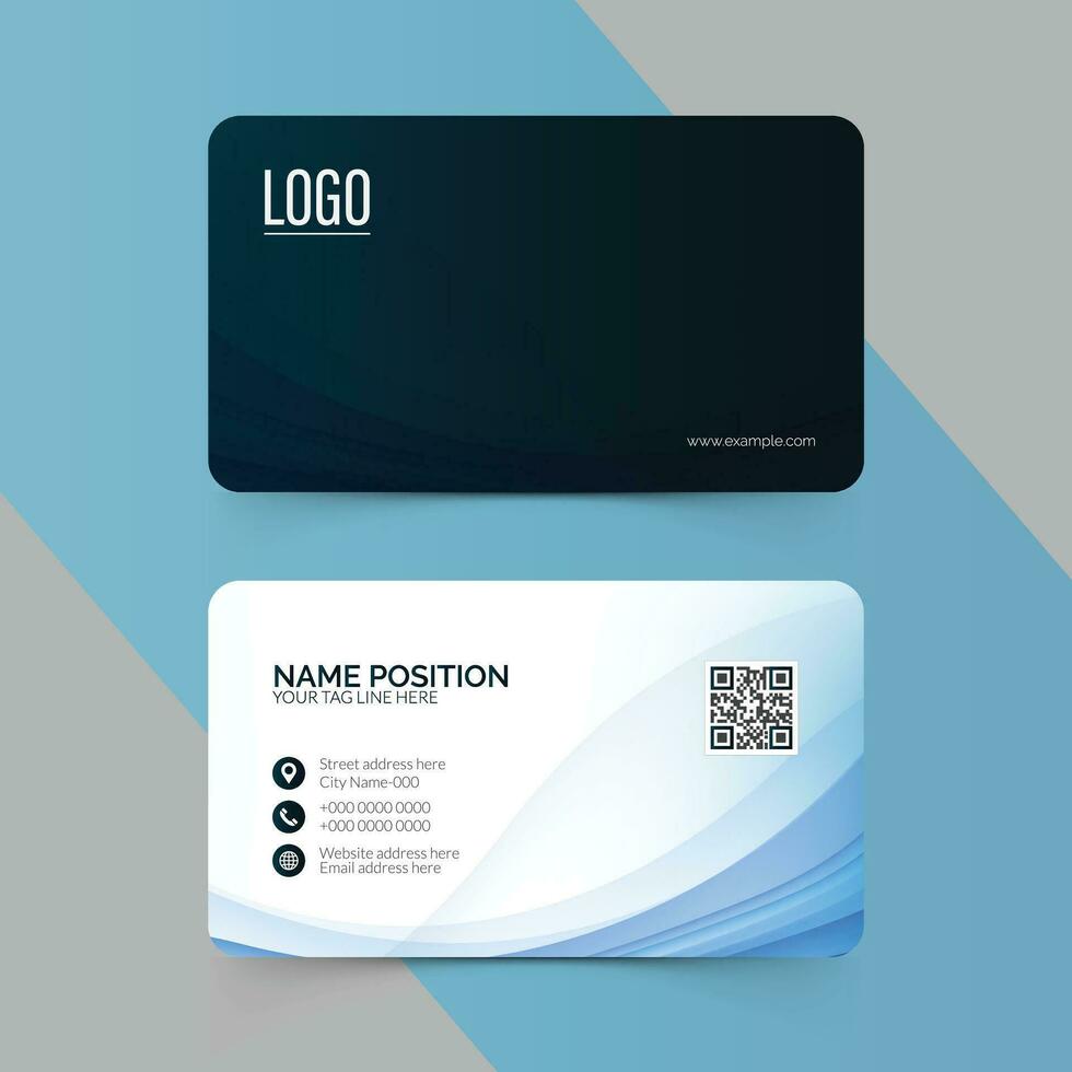 Abstract modern corporate blue and white business card layout vector