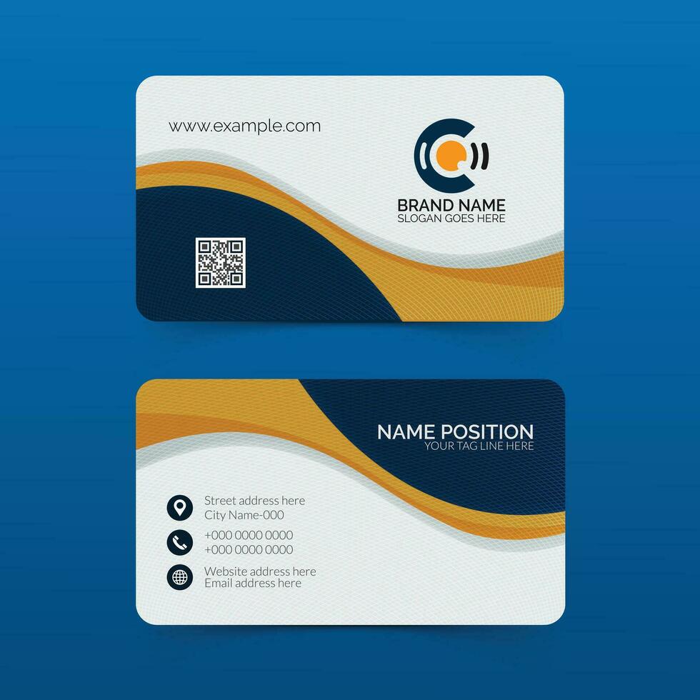 Round orange and white business card template layout vector