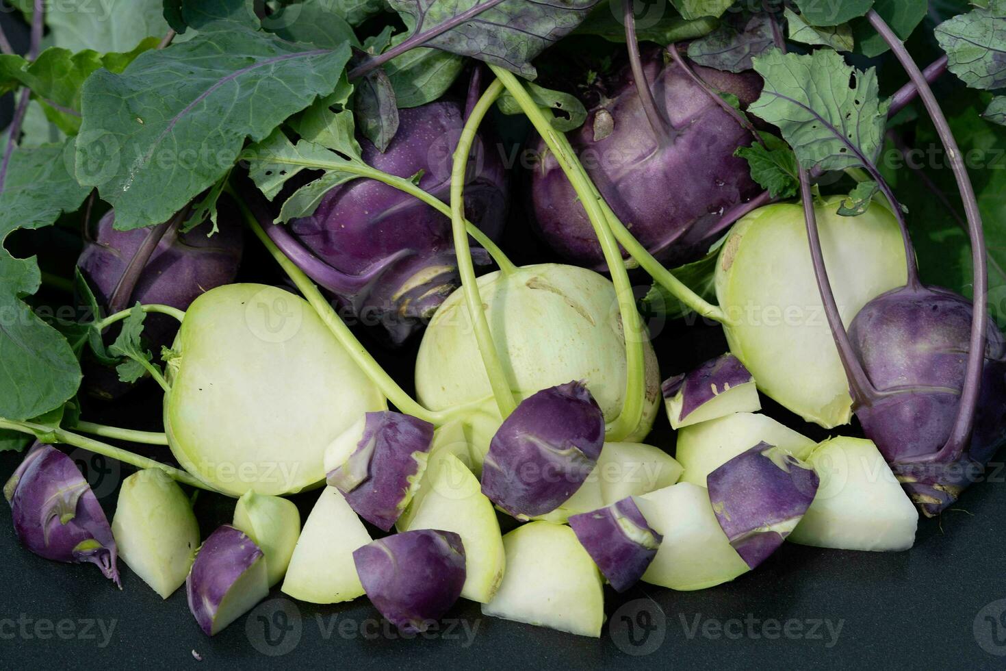 different types of kohlrabi Brassica oleracea from our own garden photo