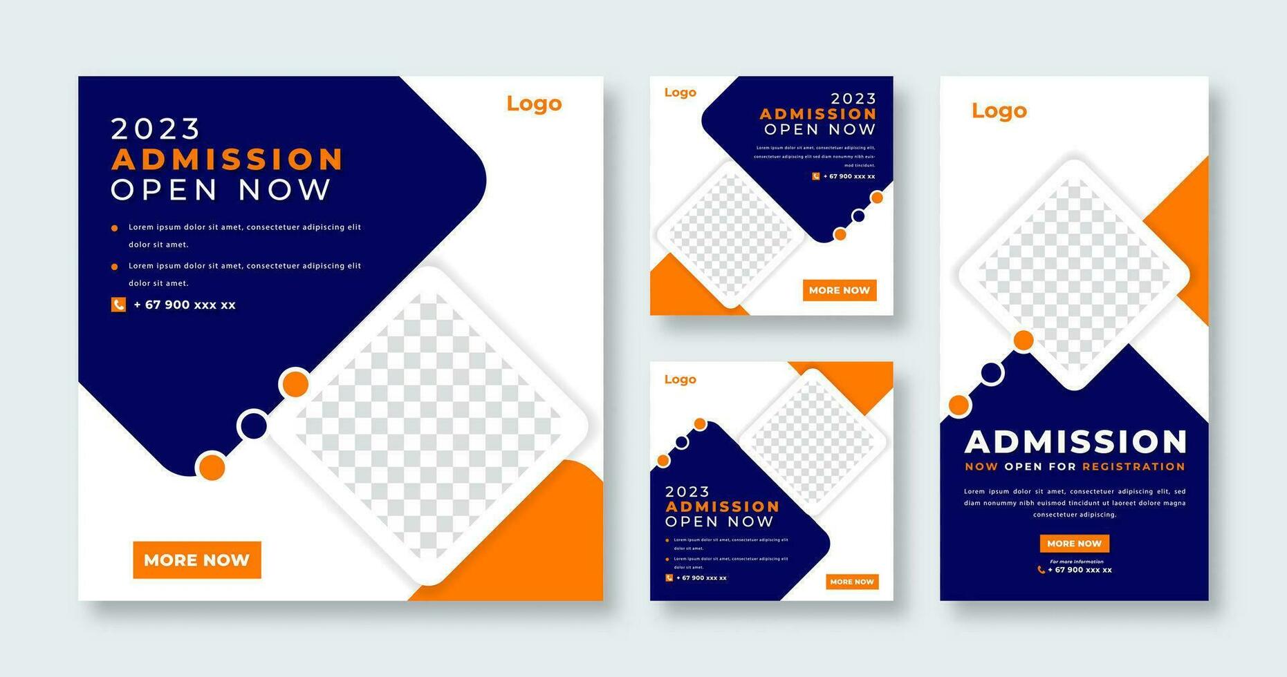 School Education Admission Social Media Post for Online Marketing Promotion Banner, Story and Web Internet Ads Flyer vector