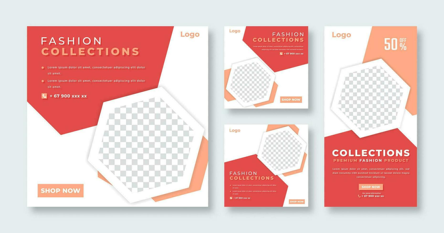 Fashion Collection Social Media Post for Online Marketing Promotion Banner, Story and Web Internet Ads Flyer vector