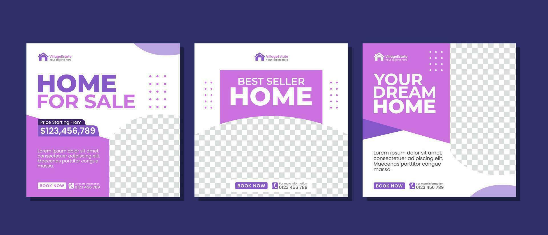 Real estate instagram post template design vector