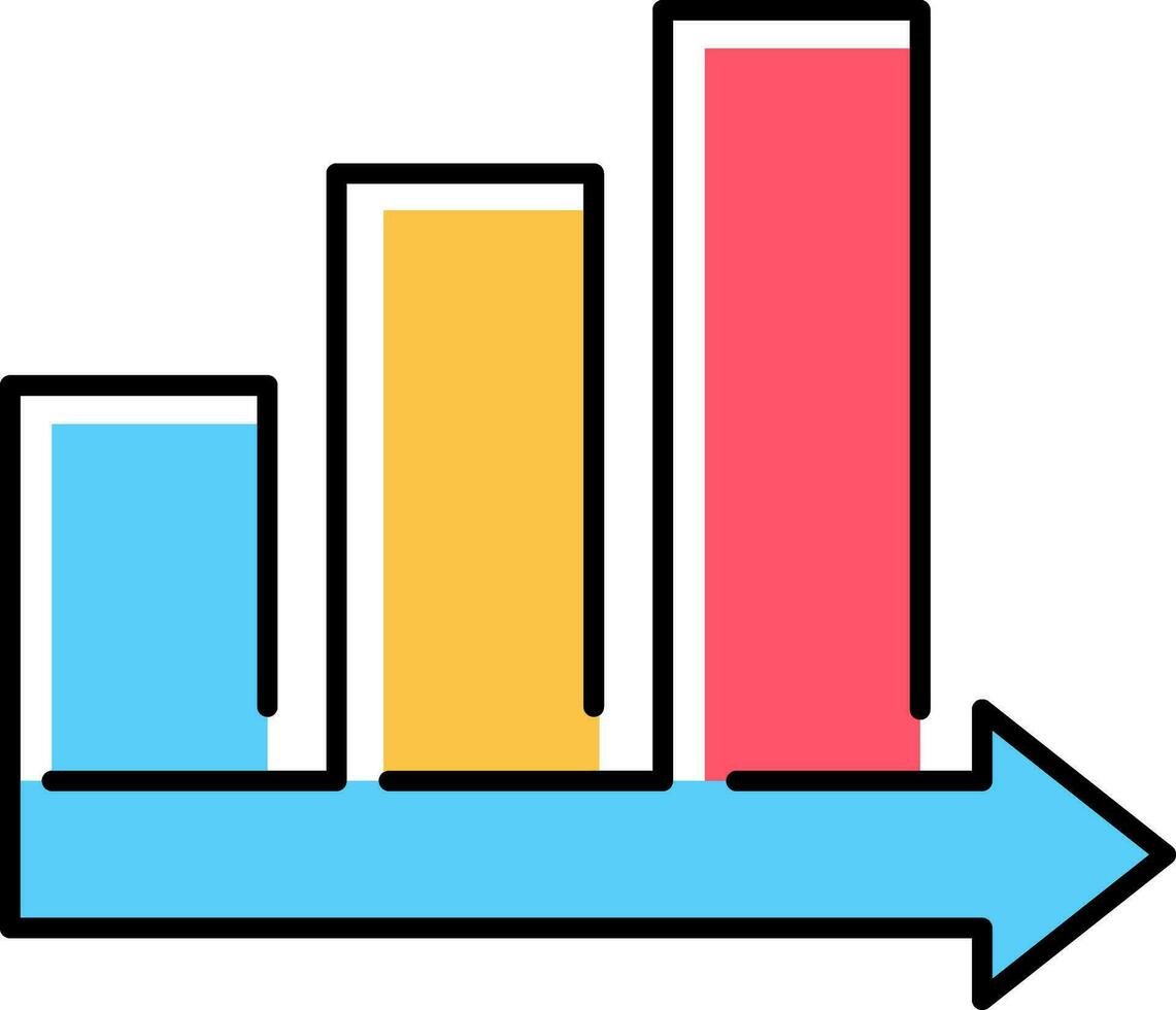 Bar chart arrow forward icon. Growing and expanding business symbol. vector