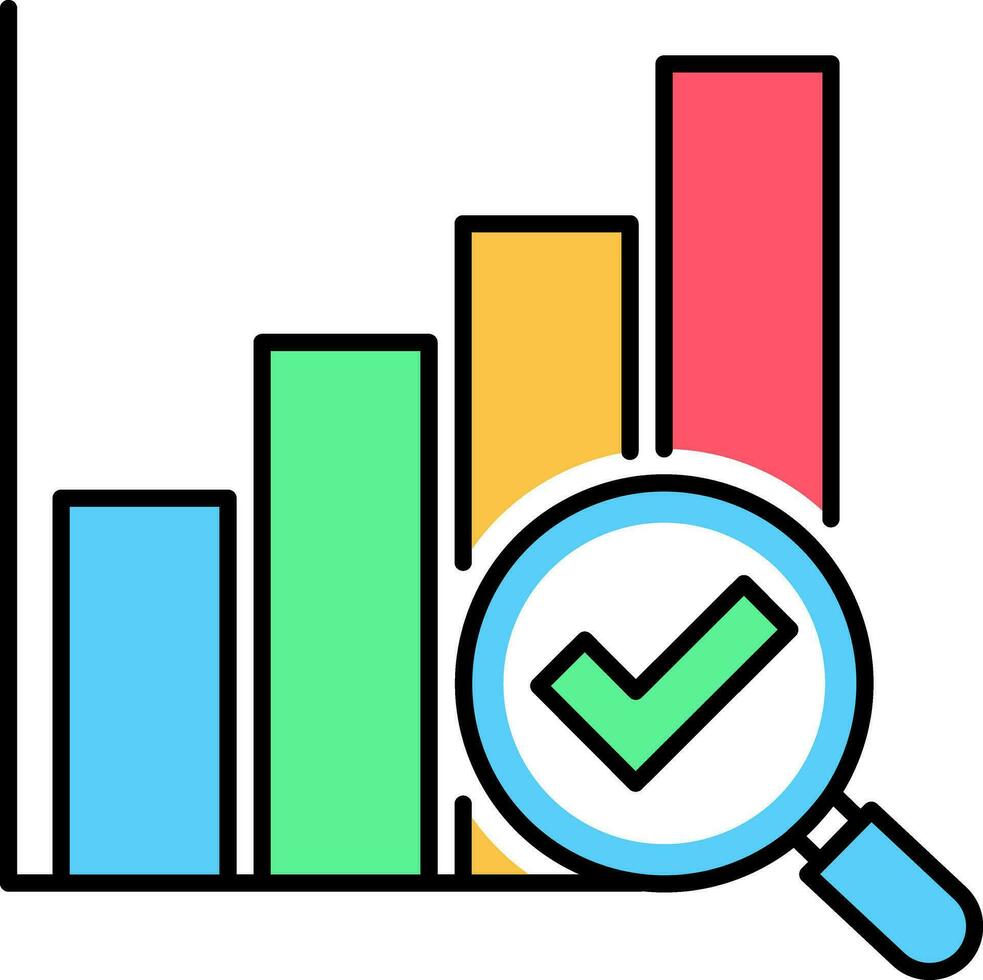 magnifying glass with bar chart icon. Analytic vector. vector
