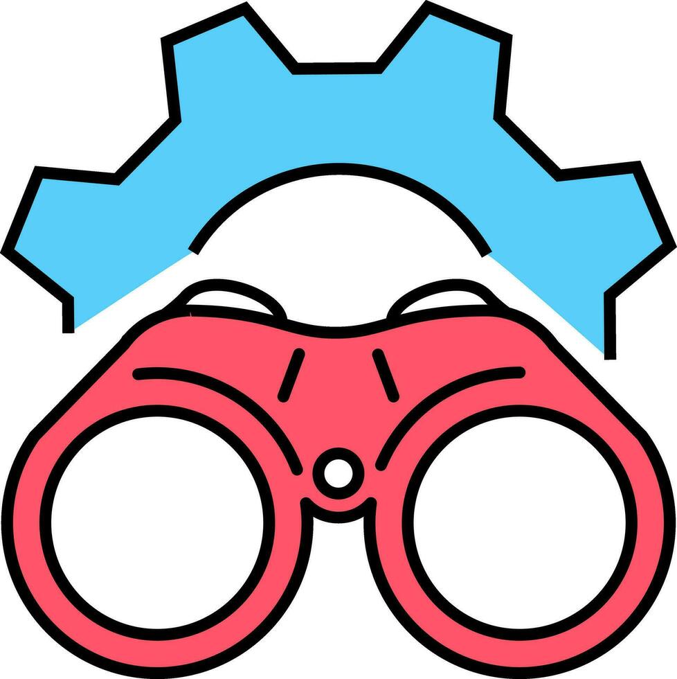 binocular and gear icon. Successful vision concept with icon of businessman and binoculars, Symbol leadership, strategy, mission, objectives. vector