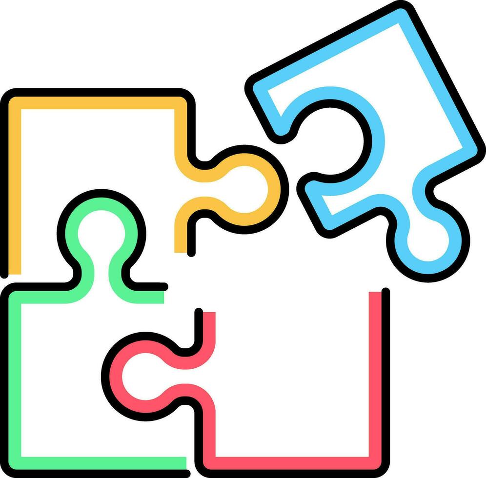 Puzzle pieces icon. Outline vector icon with editable strokes