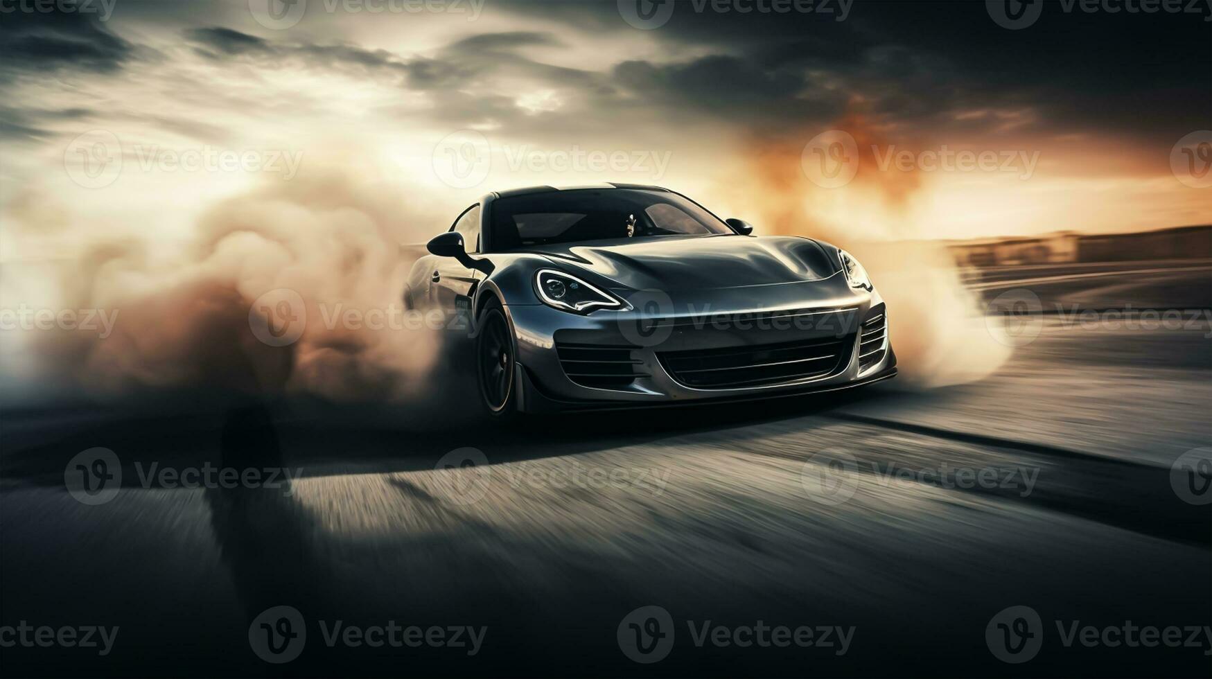 sport car on the race track, extreme car race concept photo