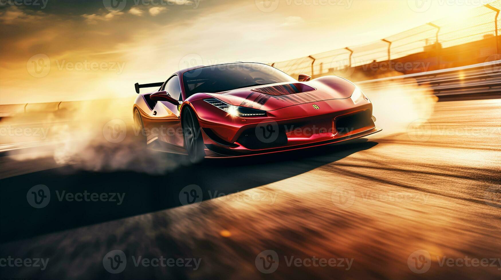 sport car on the race track, extreme car race concept photo