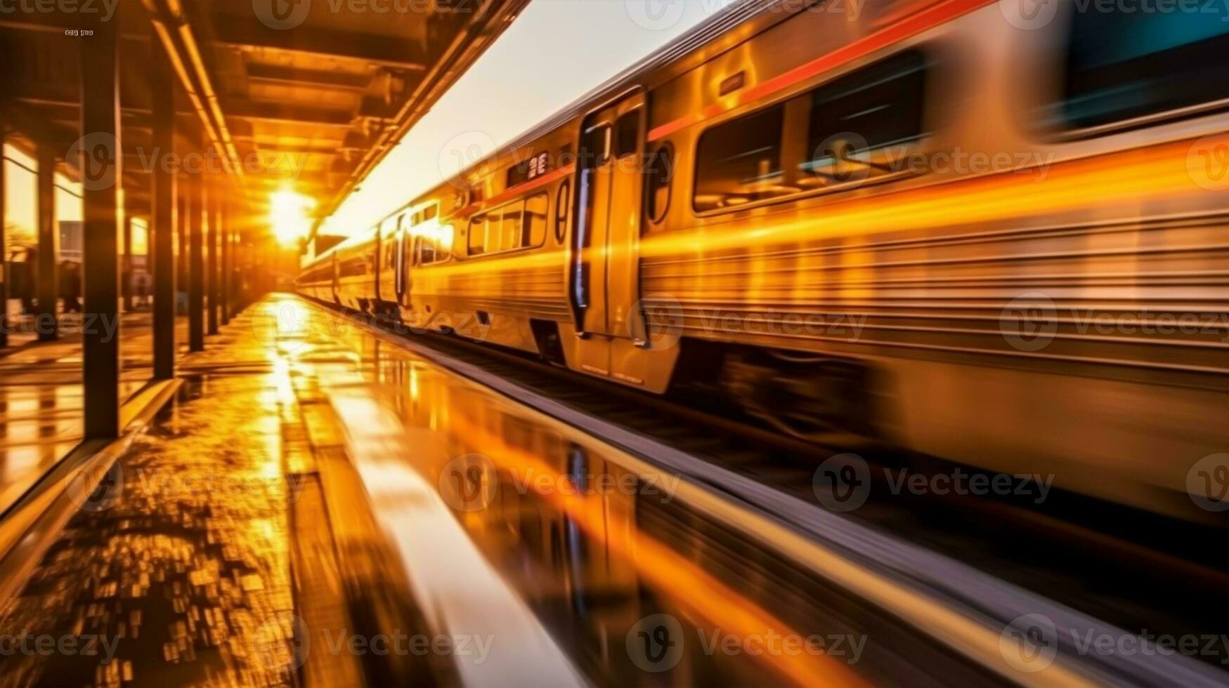 High speed train in motion blur. Train on the railway photo