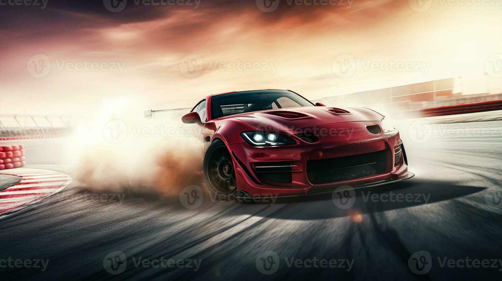 sport car on the race track, extreme car race concept photo