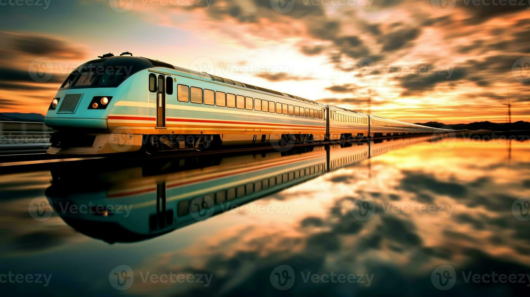 alto velocidad tren en movimiento difuminar. tren en el ferrocarril foto