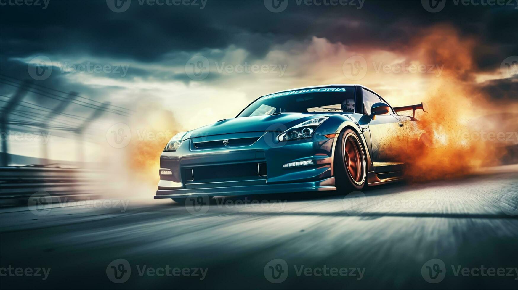 sport car on the race track, extreme car race concept photo
