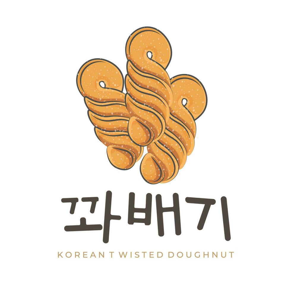 Korean Twisted Donuts Kkwabaegi line Art illustration logo vector