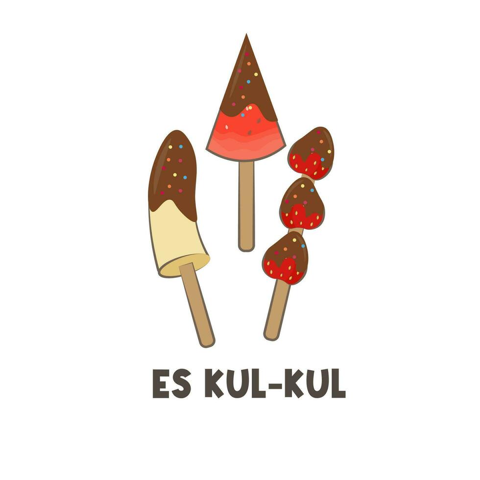 logo ilustración de chocolate Fruta hielo o es kul kul vector