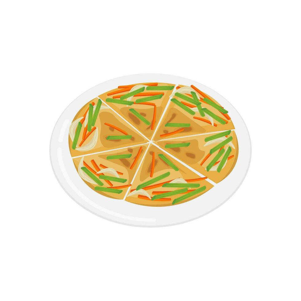 Pajeon Korean Food Illustration logo vector