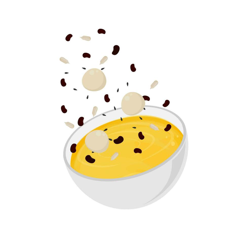 Hobakjuk Korean Pumpkin Porridge Illustration Logo in a Bowl vector