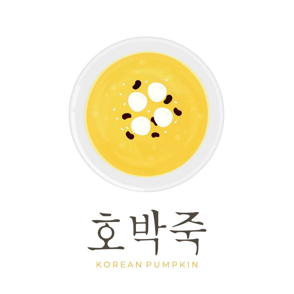 Top view Hobakjuk Korean Food Illustration Logo vector