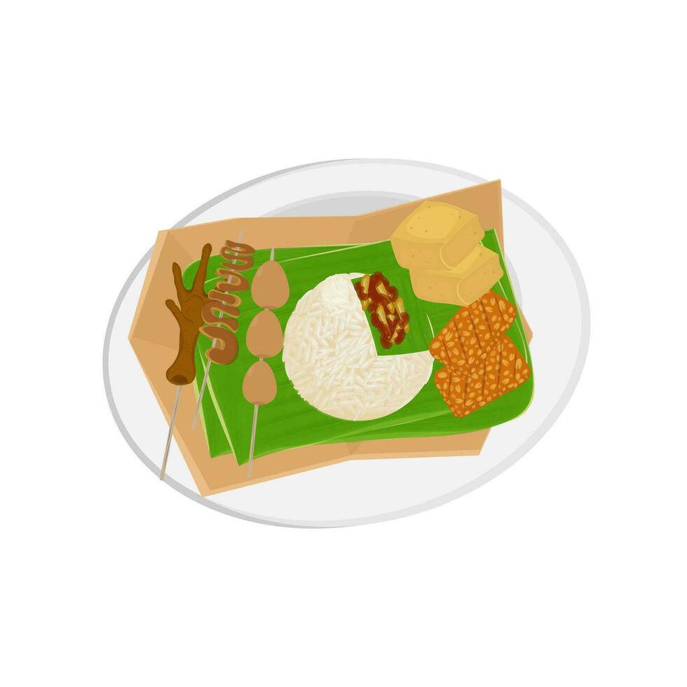 indonesio comida ilustración logo nasi angkringan menú vector