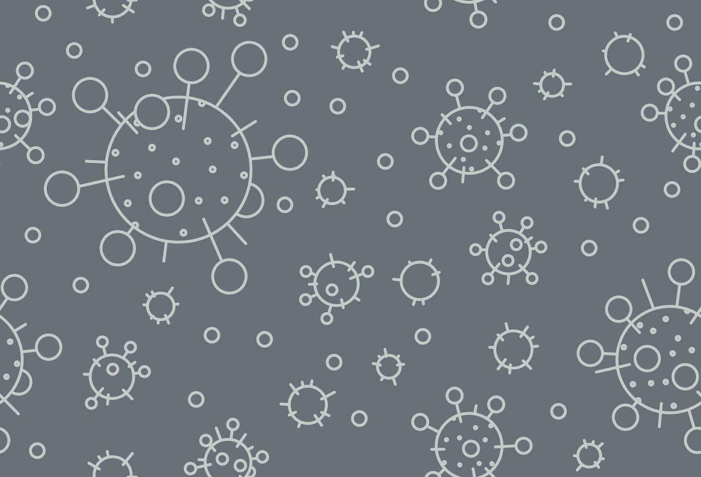 Seamless pattern with virus units on gray background. Vector illustration