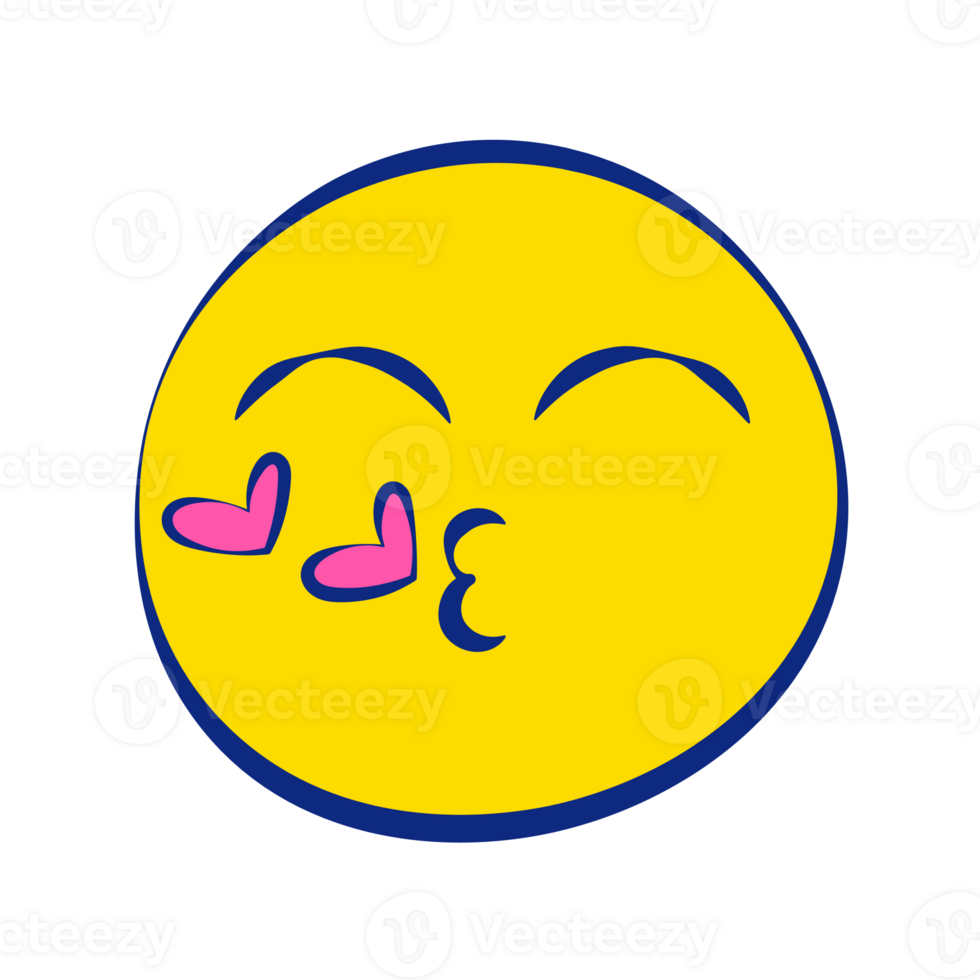 Flying Kiss 30 Grunge Emoticons White Outline Style png