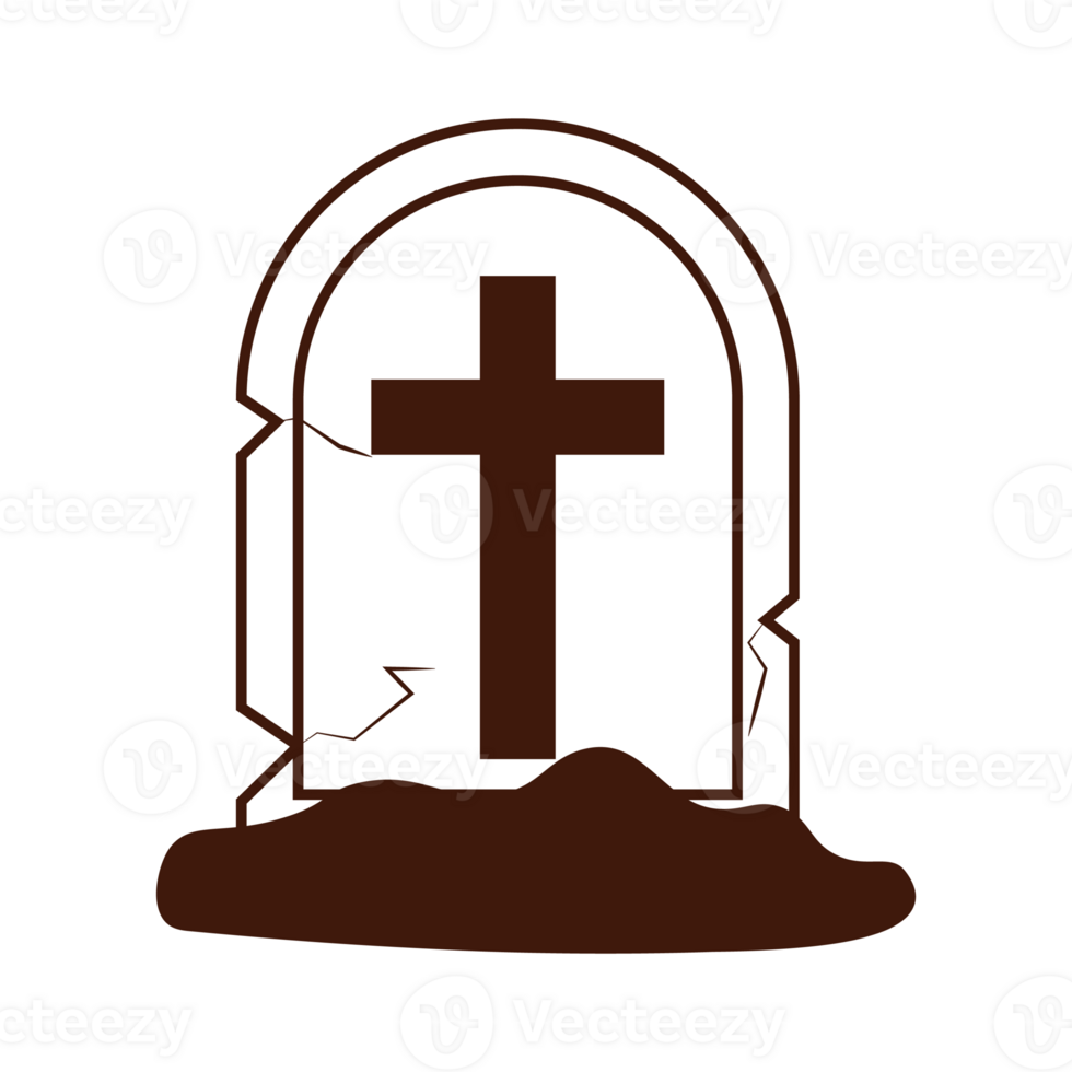 Gravestone Halloween Icon White Outline Style png
