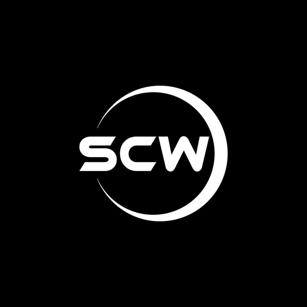 SCW letter logo design in illustrator. Vector logo, calligraphy designs for logo, Poster, Invitation, etc.