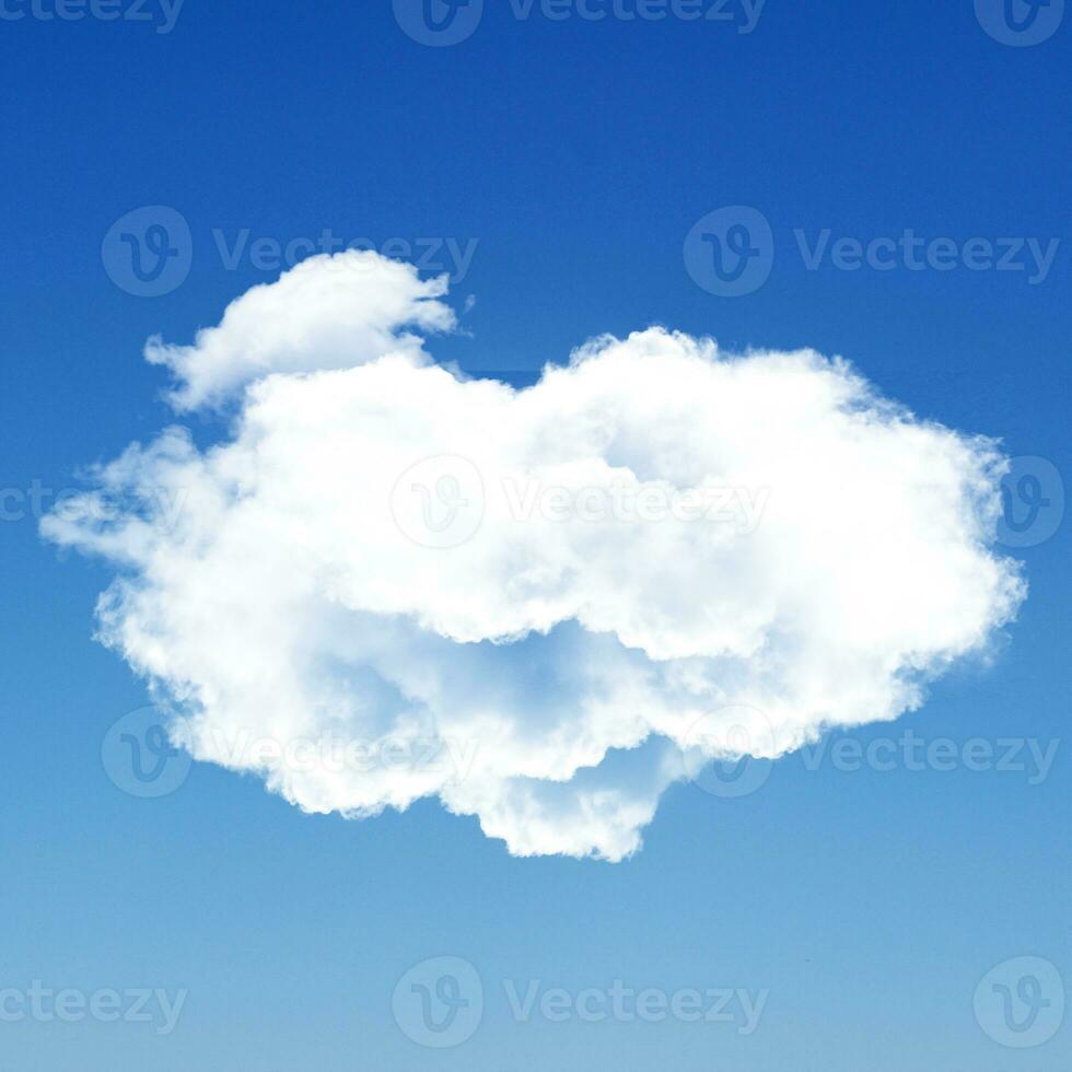 Single white round cloud isolated over blue background photo