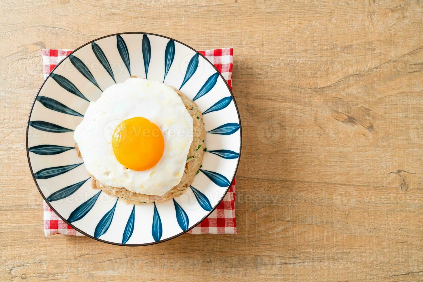 fried rice with pork and fried egg in Japanese style photo