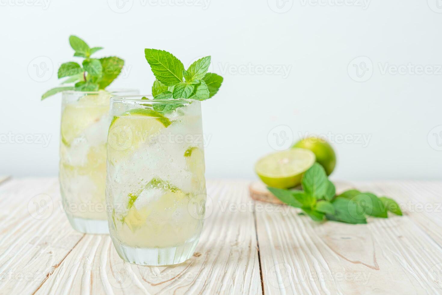 iced lime soda with mint photo