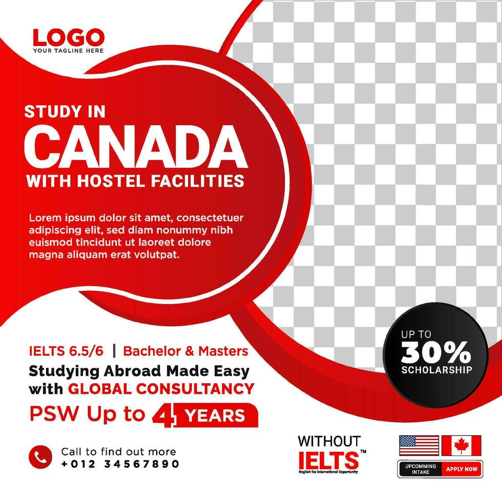 Study abroad social media template design vector