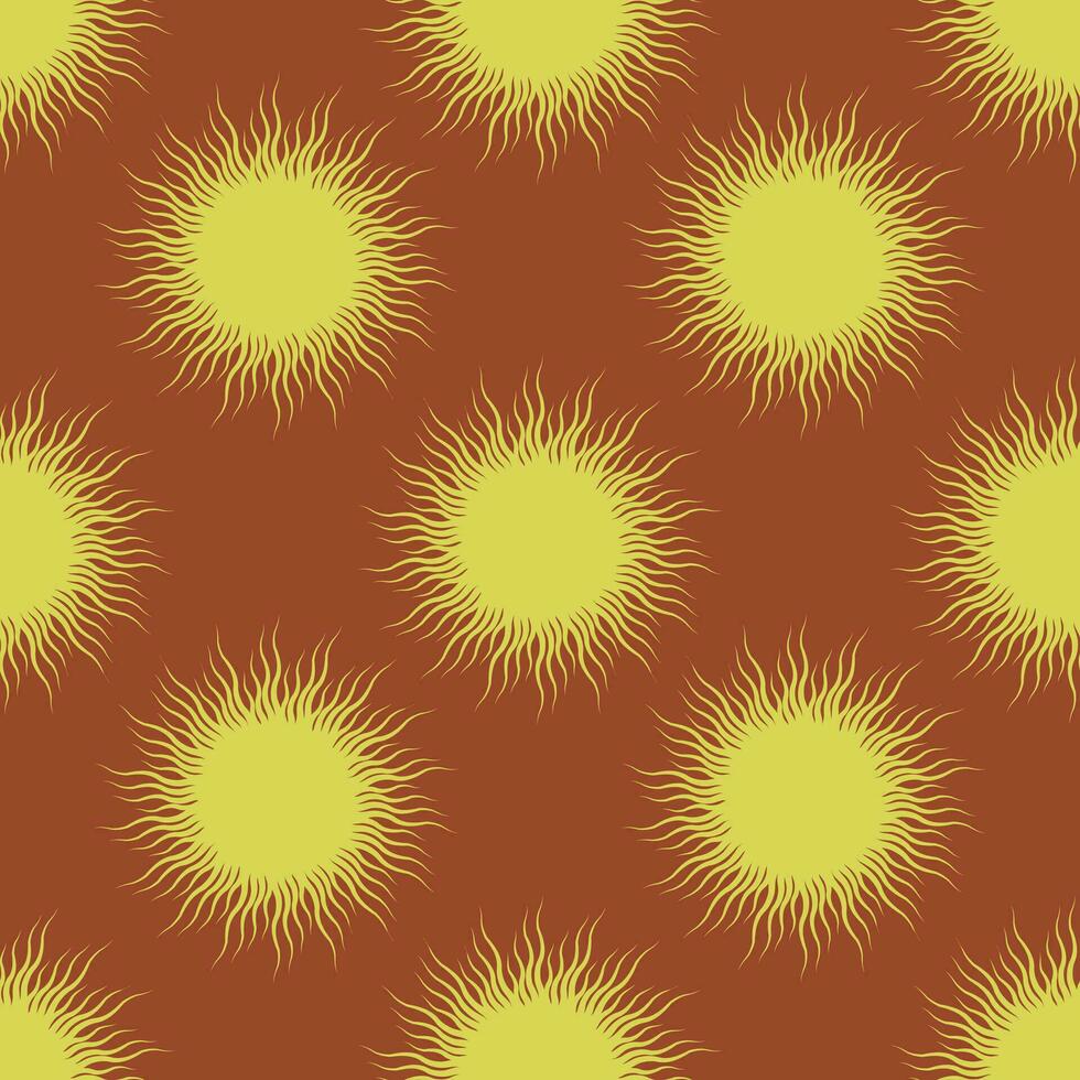 Red vector illustration seamless pattern with retro sun