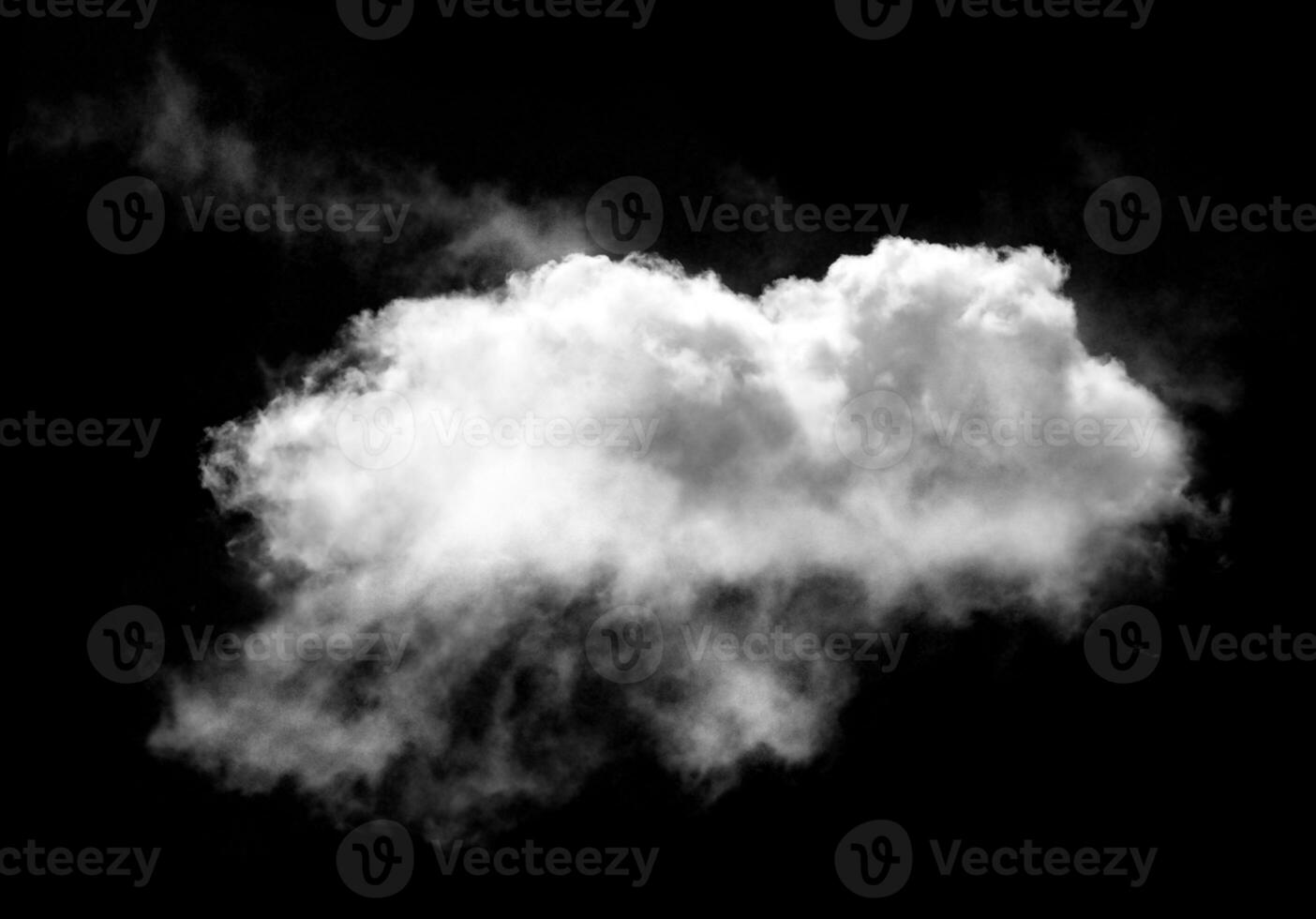 Single white cloud isolated over black background photo