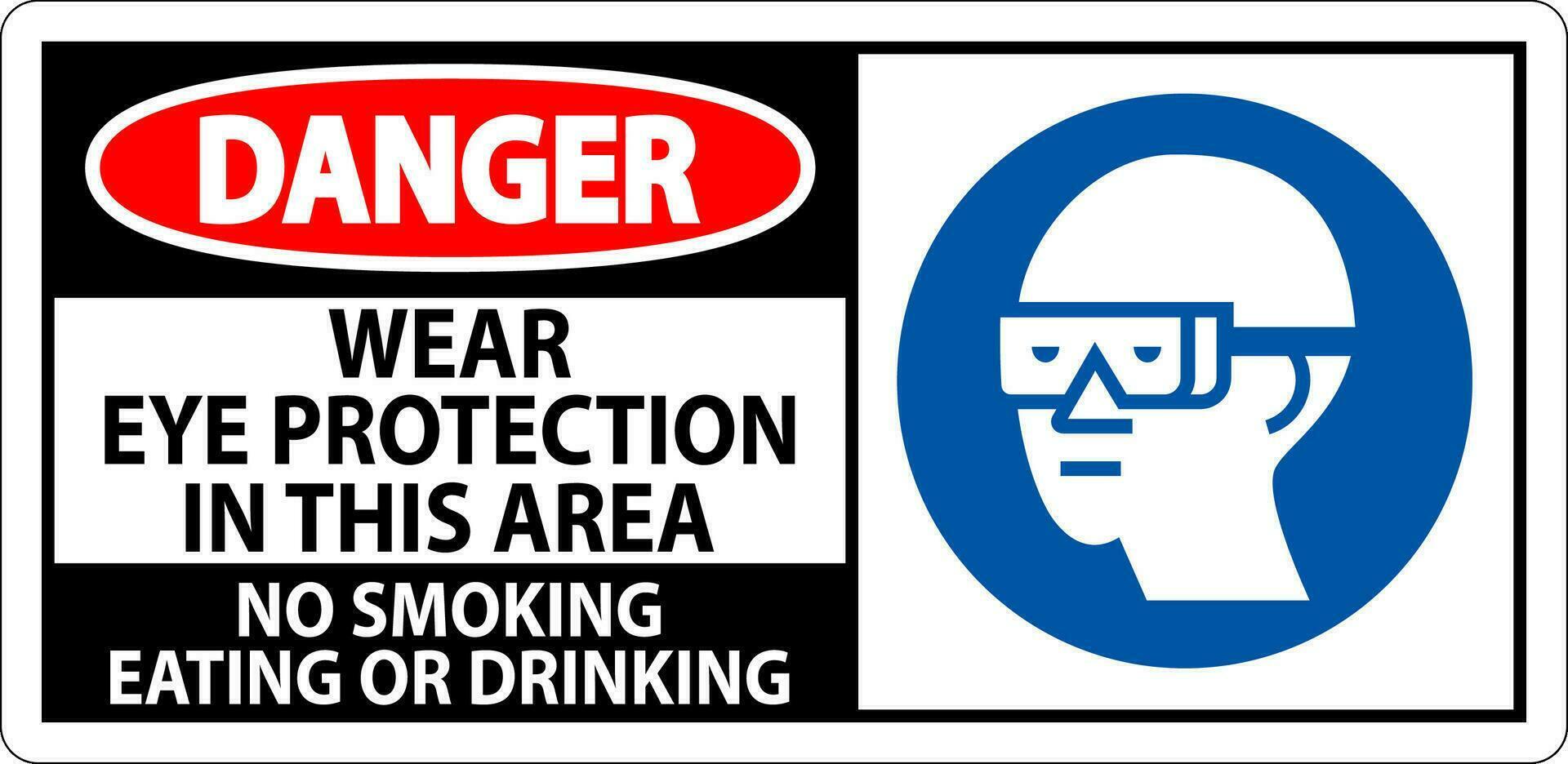 Danger Sign Wear Eye Protection In This Area, No Smoking Eating Or Drinking vector