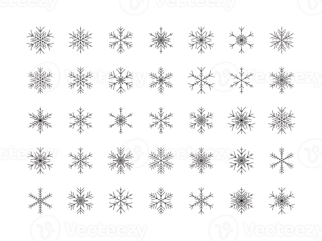 set of different snowflakes icons on black background 27445178 PNG