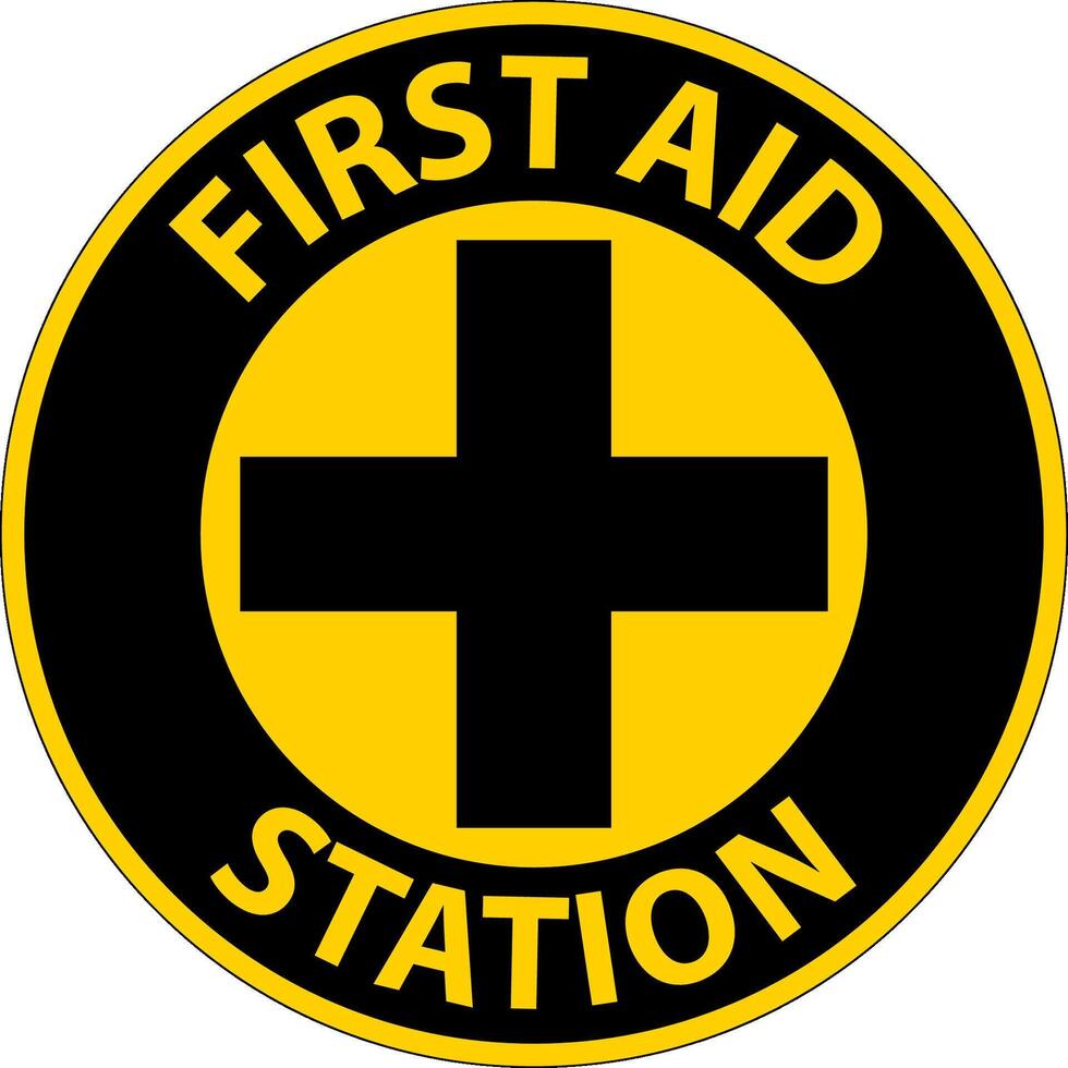 Floor Sign, First Aid Station vector