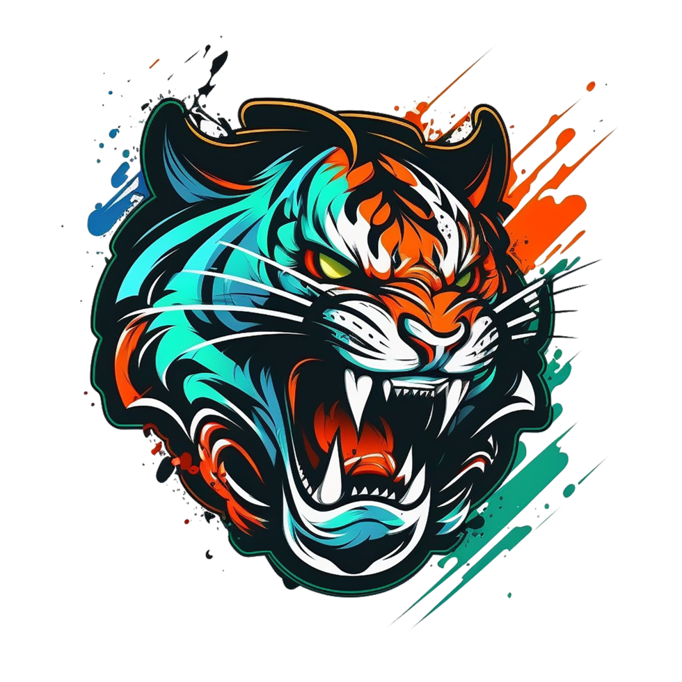 livre baixar leão tigre mascote logotipo png realista foto, ai generativo