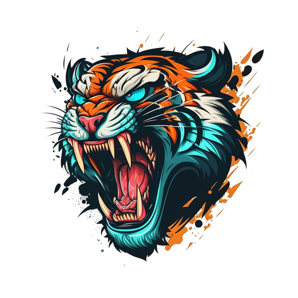 gratis descargar león Tigre mascota logo png realista foto, ai generativo