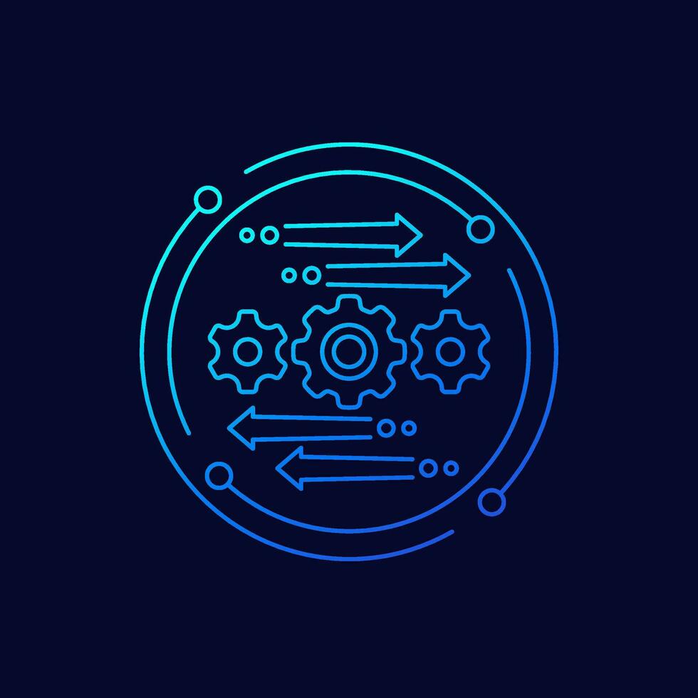 automation and optimization process icon, linear design 27445542 Vector ...