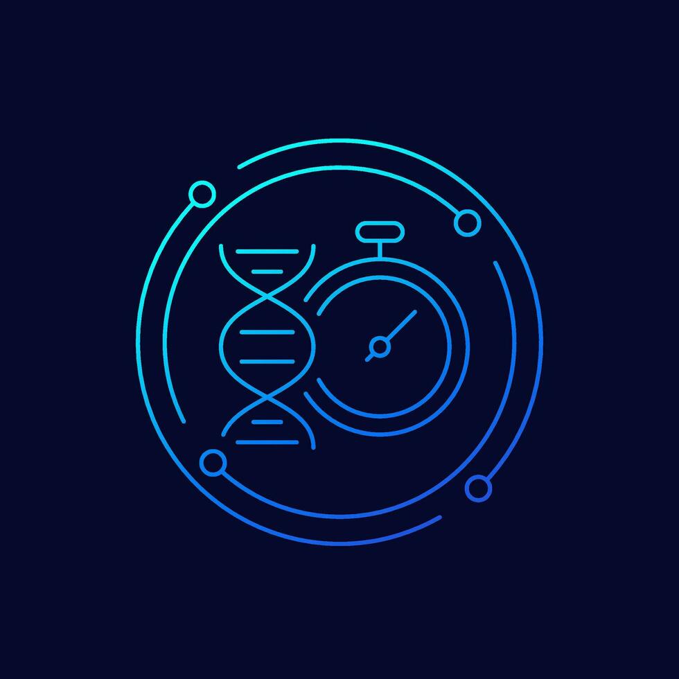 fast dna test icon, genetic testing linear design vector