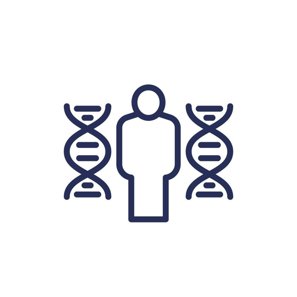 human genome, DNA icon, line vector